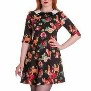 VTG Hell Bunny Vixen Dress Woodland Collar 50s Retro 3x Rockabilly, Plus 46”x36”